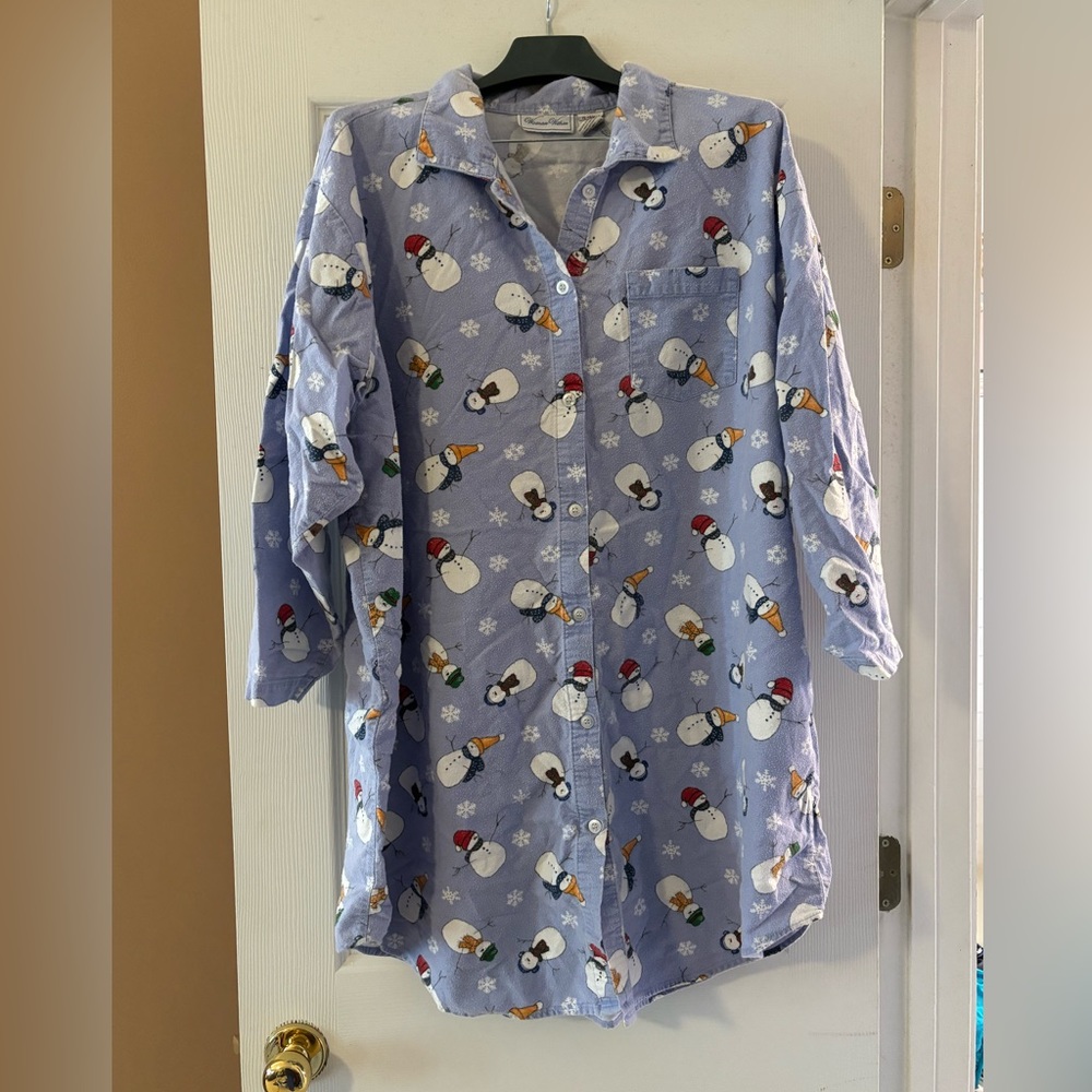 Flannel Snowman Sleep Shirt